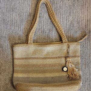 The Sak Tan Woven Tote with Tassel